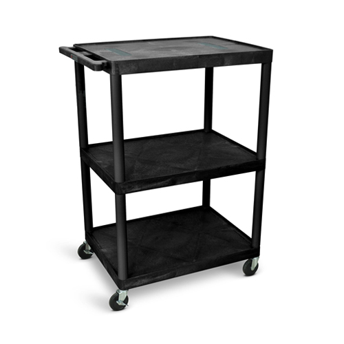  Luxor 48&quot;H AV Cart - Three Shelves - Black - LE48-B