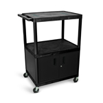 Luxor 48"H AV Cart - Three Shelves with Cabinet - Black - LE48C-B ET10866