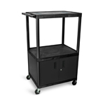 Luxor 54"H AV Cart - Three Shelves with Cabinet - Black - LE54C-B ET10868