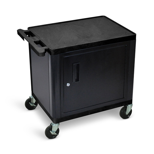  Luxor 26&quot;H AV Cart - Two Shelves with Cabinet - Black - LP26C-B