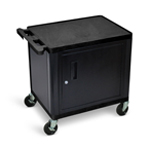 Luxor 26"H AV Cart - Two Shelves with Cabinet - Black - LP26C-B ET10872