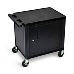 Luxor 26"H AV Cart - 2 Shelves with Cabinet - Electric - Black - LP26CE-B ET10873