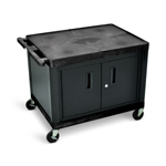 Luxor 27"H AV Cart - Two Large Shelves with Cabinet - Black - LP27C-B ET10884