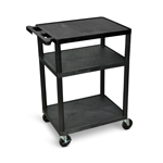 Luxor 34"H AV Cart - Three Shelves - Black - LP34-B ET10887
