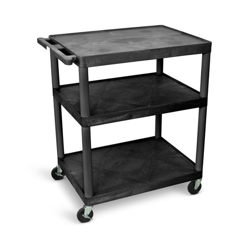  Luxor 40"H AV Cart - Three Large Shelves - Black - LP40-B