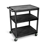Luxor 40"H AV Cart - Three Large Shelves - Black - LP40-B ET10893