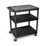 Luxor 40"H AV Cart - Three Large Shelves - Electric - Black - LP40E-B ET10912