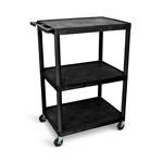Luxor 48"H AV Cart - Three Shelves - Black - LP48-B ET10919