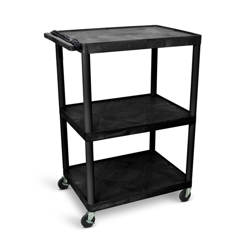  Luxor 48"H AV Cart - Three Shelves - Electric - Black - LP48E-B