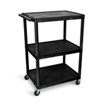 Luxor 48"H AV Cart - Three Shelves - Electric - Black - LP48E-B ET10921