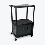 Luxor 54"H AV Cart - Three Shelves with Cabinet - Electric - Black - LP54CE-B ET10923