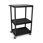 Luxor 54"H AV Cart - Three Large Shelves - Electric - Black - LP54E-B ET10924