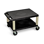 Luxor 16"H AV Cart - Two Shelves - Black with Putty Legs - WT16-P ET10951