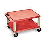 Luxor 16"H AV Cart - Two Shelves - Red with Putty Legs - WT16R ET10954