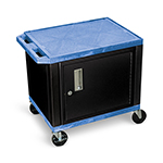 Luxor 26"H AV Cart - Two Shelves with Cabinet - Blue Shelves (Blue with Black Legs) - WT26BUC2-B ET10957