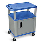 Luxor 34"H AV Cart - Three Shelf with Cabinet - Electric - Blue with Nickel Legs - WT34BUC4E-N ET11011