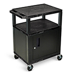 Luxor 34"H AV Cart - Three Shelves with Cabinet - Electric - Black - WT34C2E ET11013