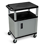 Luxor 34"H AV Cart - Three Shelves with Cabinet - Black with Nickel Legs - WT34C4-N ET11014