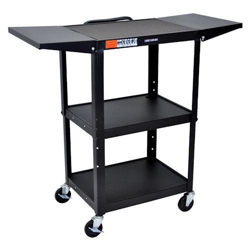 Luxor Adjustable-Height Steel Utility Cart - Drop Leaf Shelves - (2 Colors Available)