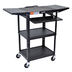 Luxor Adjustable-Height Steel Utility Cart - Pullout Keyboard Tray, Drop Leaf - (2 Colors Available) ET16904