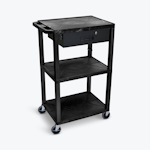 Luxor 42"H 3-Shelf Utility Cart - Electric, Drawer - (5 Options Available) ET16908