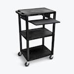 Luxor 42"H 3-Shelf Utility Cart - Electric, Pullout Shelf - (5 Options Available) ET16909