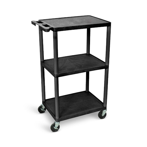 Luxor 42&quot;H Utility Cart - Three Shelves, Black - UCPL2-B