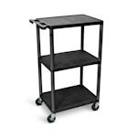 Luxor 42"H Utility Cart - Three Shelves, Black - UCPL2-B ET16911