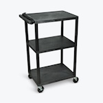 Luxor 42"H Utility Cart - Three Shelves, Electric, Black - UCPL2E-B ET16912