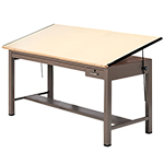 Mayline 7736B Ranger Steel Four-Post Drafting Table with Tool & Plan Drawers, 60" W x 37.5" D with Birch Top ES6206