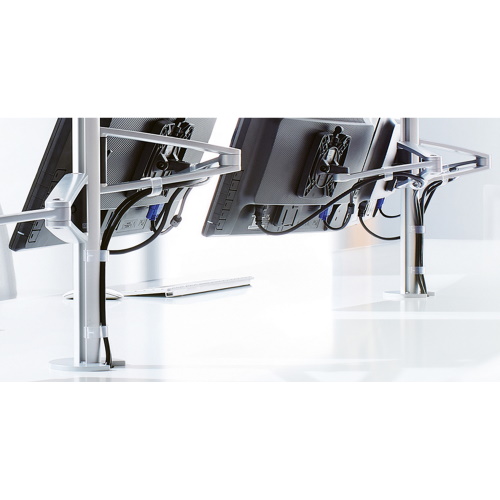 Photograph of Novus MY Twin Arm Dual Monitor Arm - Rail System - Silver - 910+2269+000