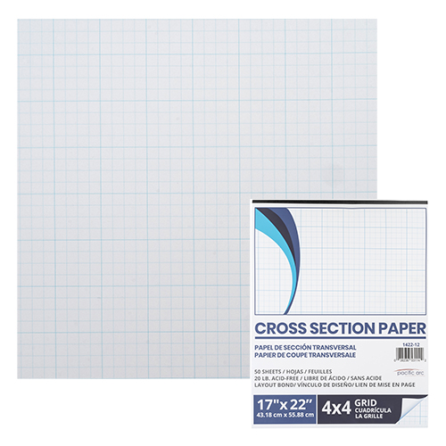  Pacific Arc 17&quot; x 22&quot; Cross Section Paper with 4 x 4 Grid - 1420-12