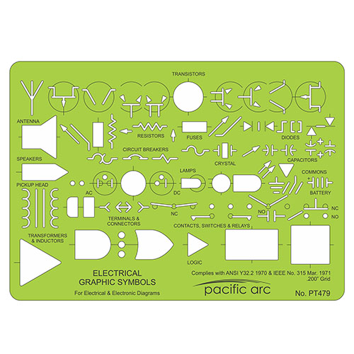  Pacific Arc PT-479 Electrical Graphic Symbols Template - 38236062196