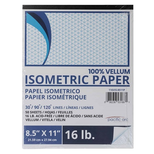 Pacific Arc Vellum Isometric Paper 11 x 17 - 50 Sheet Pad (116VIS-1117P) 