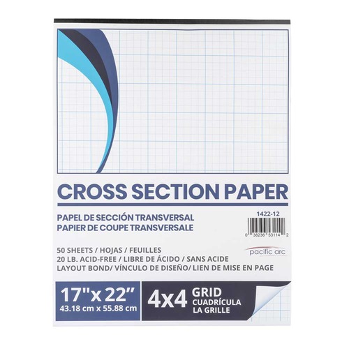  Pacific Arc 50-Sheet Pad: Cross Section Paper 17" x 22", 4 x 4 grid - 1422-12