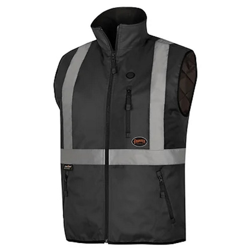 Pioneer Hi-Viz Heated Safety Vest - Black - (7 Sizes Available)