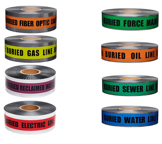 Presco 2&quot; Detectable Underground Warning Tape - 12 Rolls (8 Models Available)