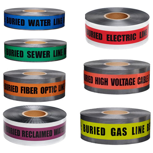  Presco 3&quot; Detectable Underground Warning Tape - 8 Rolls (7 Models Available)