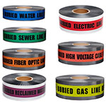 Presco 3" Detectable Underground Warning Tape - 8 Rolls (7 Models Available) ES9801