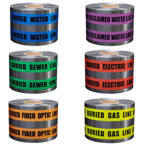  Presco 6&quot; Detectable Underground Warning Tape - 4 Rolls (6 Models Available)
