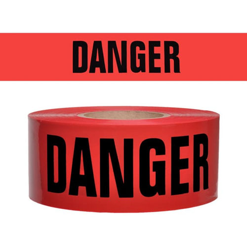 Presco Standard Red 2 mil DANGER Barricade Tape 3&quot; x 300&#39; - B332R21 (Case of 16 Rolls)