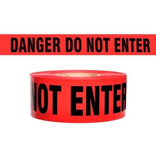  Presco Standard Red 2.5 mil DANGER DO NOT ENTER Barricade Tape 3&quot; x 1000&#39; - B31022R10 (Case of 8 Rolls)