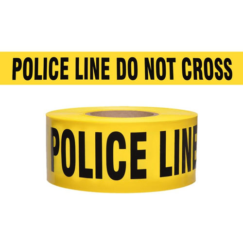  Presco Standard Yellow 2.5 mil POLICE LINE DO NOT CROSS Barricade Tape 3&quot; x 1000&#39; - B31022Y11 (Case of 8 Rolls)