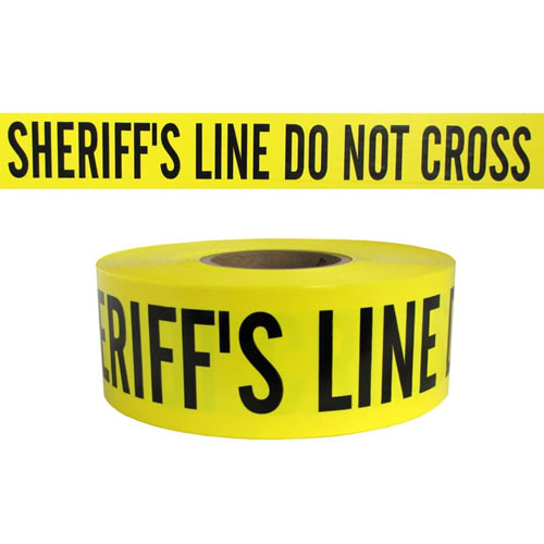 Presco Standard Yellow 2.5 mil SHERIFFS LINE DO NOT CROSS Barricade Tape 3&quot; x 1000&#39; - B31022Y14 (Case of 8 Rolls)