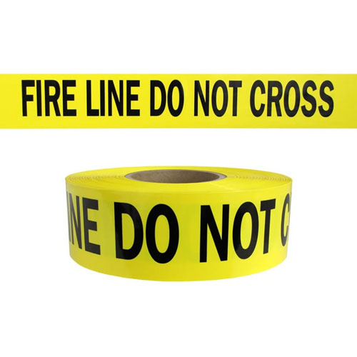  Presco Standard Yellow 2.5 mil FIRE LINE DO NOT CROSS Barricade Tape 3&quot; x 1000&#39; - B31022Y15 (Case of 8 Rolls)