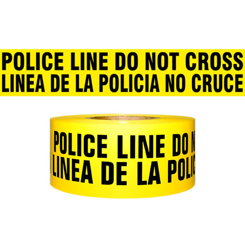  Presco Standard Yellow 2.5 mil POLICE LINE DO NOT CROSS (Bilingual) Barricade Tape 3&quot; x 1000&#39; - B31022Y91 (Case of 8 Rolls)