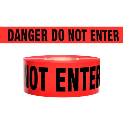  Presco Standard Red 3 mil DANGER DO NOT ENTER Barricade Tape 3&quot; x 1000&#39; - B3103R10 (Case of 8 Rolls)