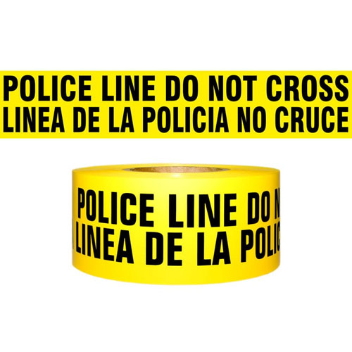  Presco Standard Yellow 3 mil POLICE LINE DO NOT CROSS (Bilingual) Barricade Tape 3&quot; x 1000&#39; - B3103Y326 (Case of 8 Rolls)