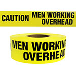 Presco Standard Yellow 3 mil CAUTION MEN WORKING OVERHEAD Barricade Tape 3" x 1000' - B3103Y43 (Case of 8 Rolls) ES9830