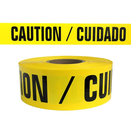  Presco Standard Yellow 4 mil CAUTION/CUIDADO Barricade Tape 3&quot; x 1000&#39; - B3104Y13 (Case of 8 Rolls)